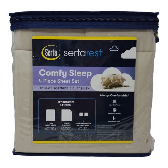 Serta SertaRest Comfy Sleep Sheet Set Sheets Secure Fit On Mattress Twin 4 pc - Picture 10 of 10
